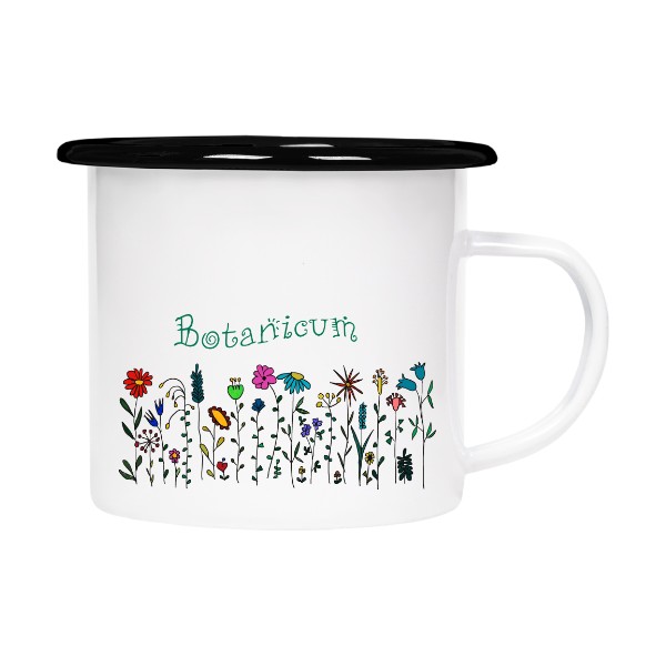 Plecháček - smaltový lem s potiskem Plecháček s kytkami