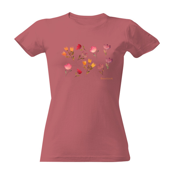 Tričko s potiskem Triko kytky akvarel